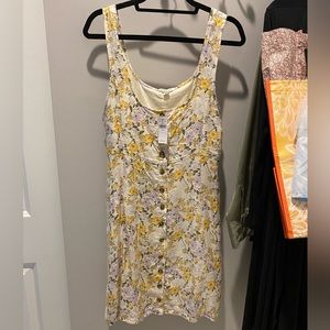 NWT American Eagle Outfitters Floral Sleeveless “Button-Front”Dress with TieBack